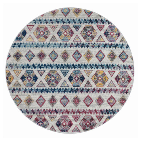 9' X 12' Ivory Blue And Orange Geometric Area Rug
