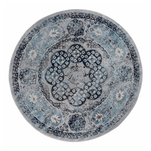 9' X 12' Ivory Blue And Gray Medallion Area Rug