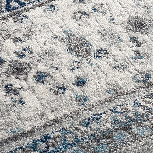 9' X 12' Ivory Blue And Gray Medallion Area Rug