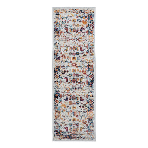 9' X 12' Ivory And Orange Floral Area Rug