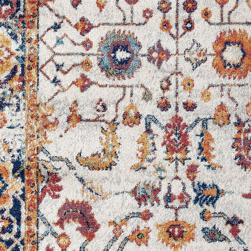 9' X 12' Ivory And Orange Floral Area Rug