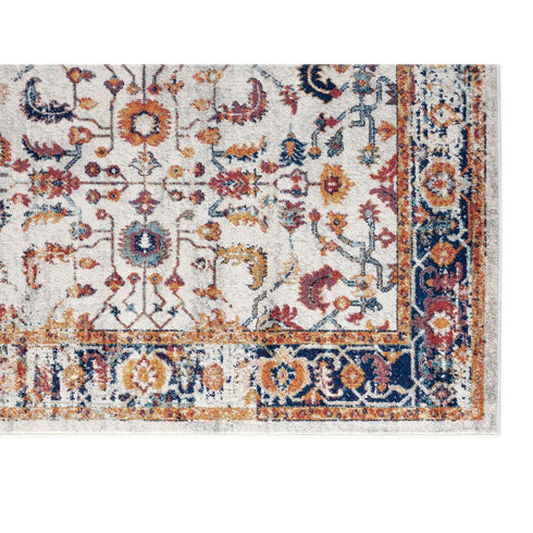 9' X 12' Ivory And Orange Floral Area Rug