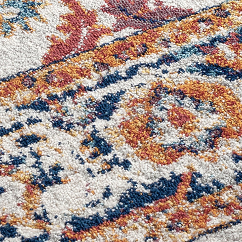 9' X 12' Ivory And Orange Floral Area Rug