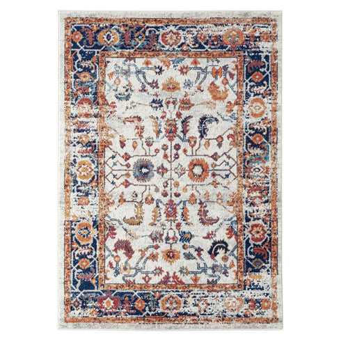 9' X 12' Ivory And Orange Floral Area Rug