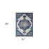9' X 12' Ivory Gray And Blue Medallion Area Rug