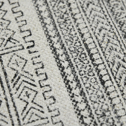 9' X 12' Ivory Black And Gray Geometric Flatweave Handmade Distressed Area Rug With Fringe
