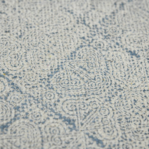 8' Blue And Gray Striped Flatweave Handmade Distressed Runner Rug With Fringe