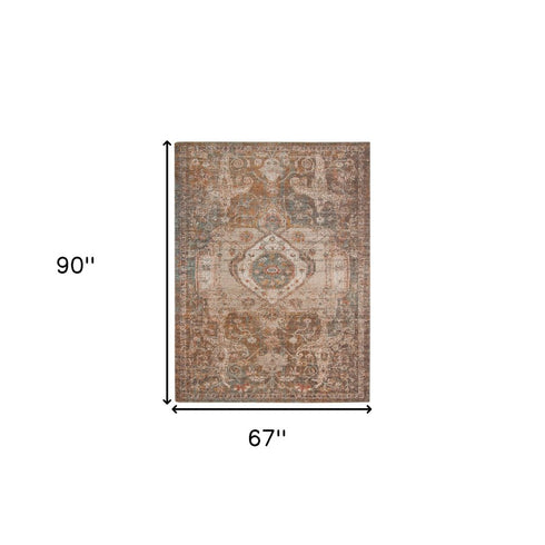 9' X 12' Beige Gray and Taupe Medallion Power Loom Area Rug