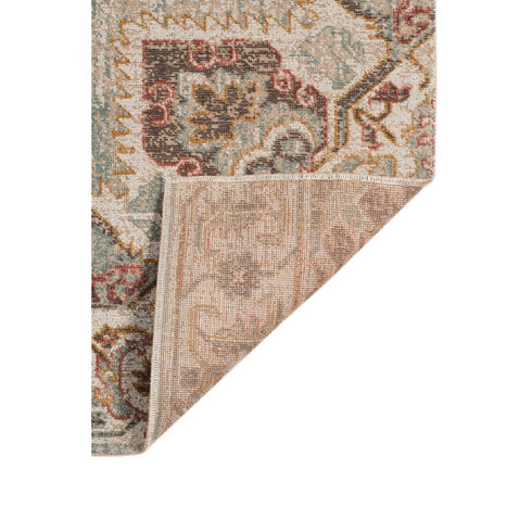 9' X 12' Beige Rust And Teal Medallion Area Rug