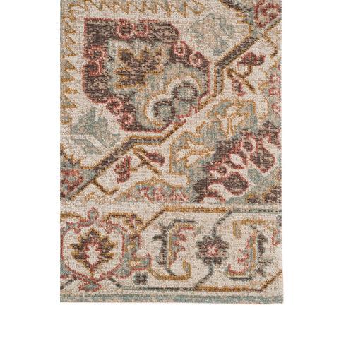 9' X 12' Beige Rust And Teal Medallion Area Rug