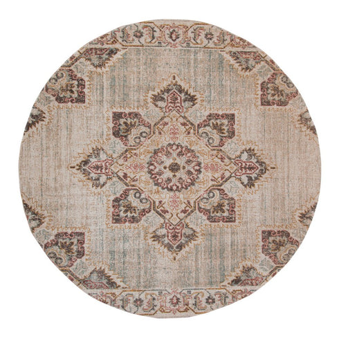 9' X 12' Beige Rust And Teal Medallion Area Rug