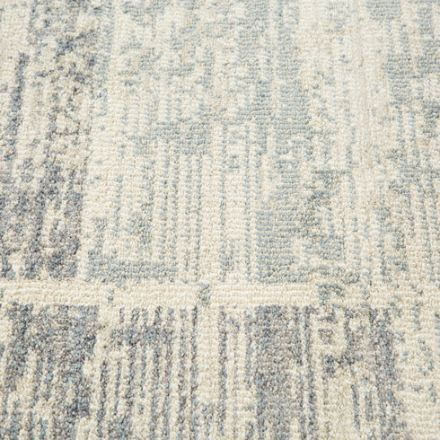 9' X 12' Gray Light Blue And Ivory Geometric Area Rug