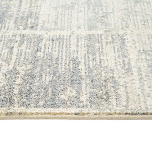 9' X 12' Gray Light Blue And Ivory Geometric Area Rug