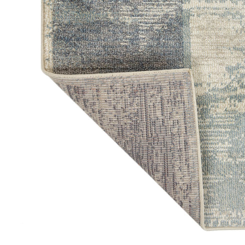 9' X 12' Gray Light Blue And Ivory Geometric Area Rug