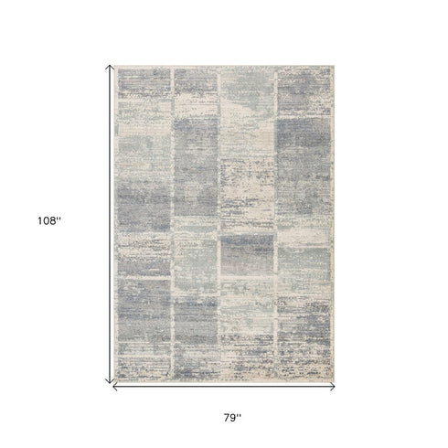 9' X 12' Gray Light Blue And Ivory Geometric Area Rug