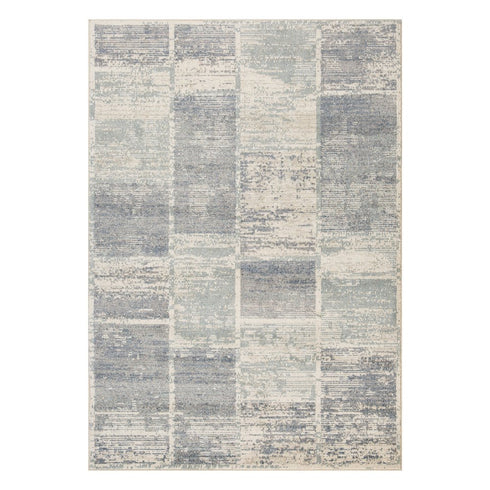 9' X 12' Gray Light Blue And Ivory Geometric Area Rug