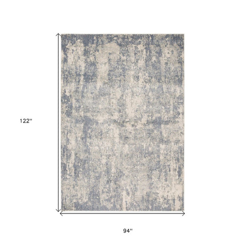 8' X 10' Light Gray Blue And Ivory Abstract Area Rug