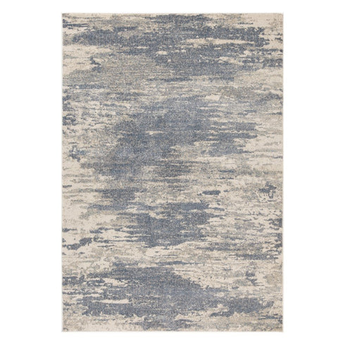 9' X 12' Ivory Blue And Gray Abstract Area Rug