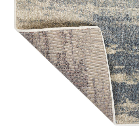 9' X 12' Ivory Blue And Gray Abstract Area Rug