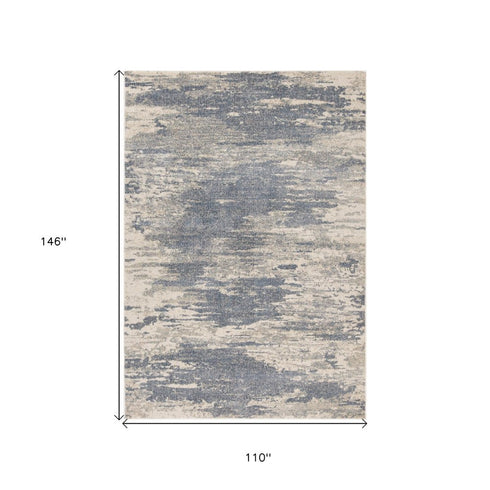 9' X 12' Ivory Blue And Gray Abstract Area Rug
