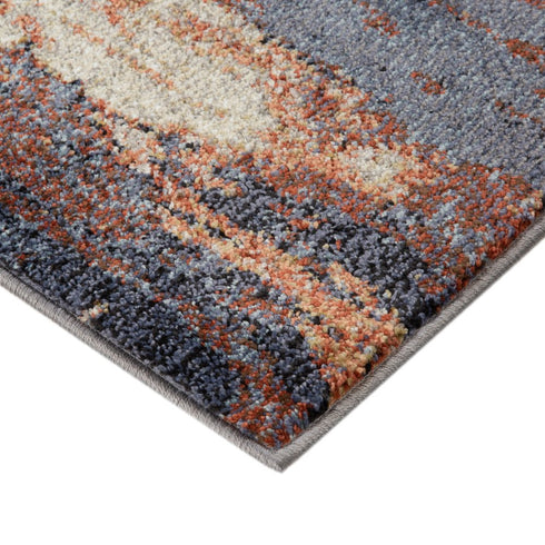 8' X 10' Beige Rust And Blue Abstract Area Rug