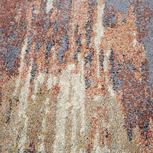 8' X 10' Beige Rust And Blue Abstract Area Rug