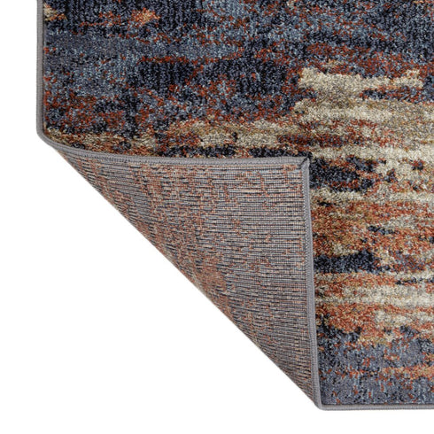 8' X 10' Beige Rust And Blue Abstract Area Rug