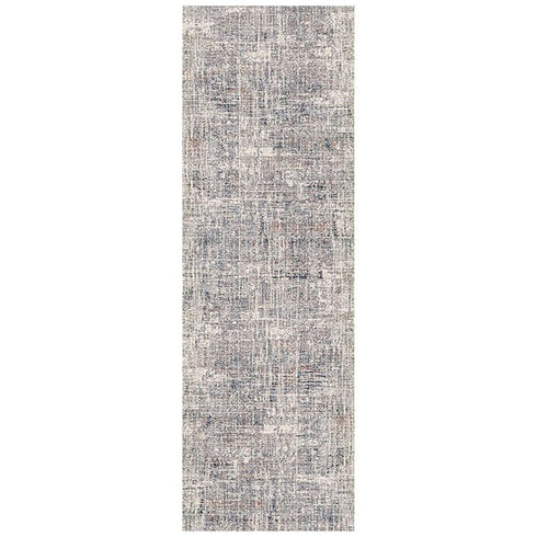 8' Ivory Gray And Brick Red Abstract Runner Rug