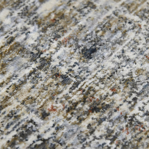 8' Ivory Gray And Brick Red Abstract Runner Rug