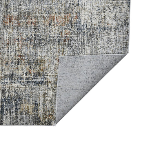 8' Ivory Gray And Brick Red Abstract Runner Rug