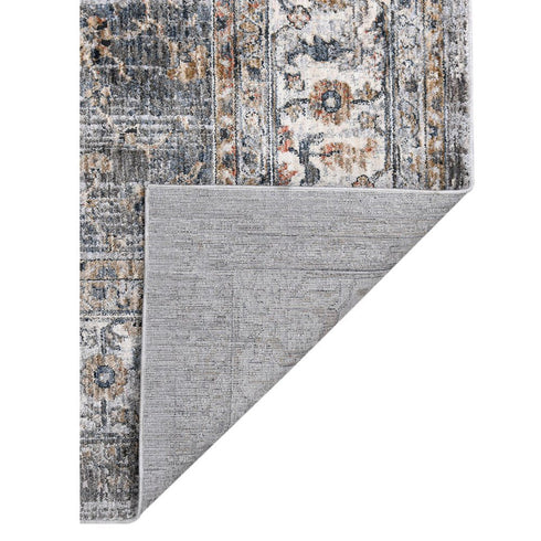 5' X 8' Ivory Charcoal And Brick Red Oriental Area Rug