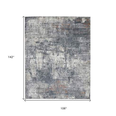 9' X 12' Ivory And Gray Abstract Area Rug