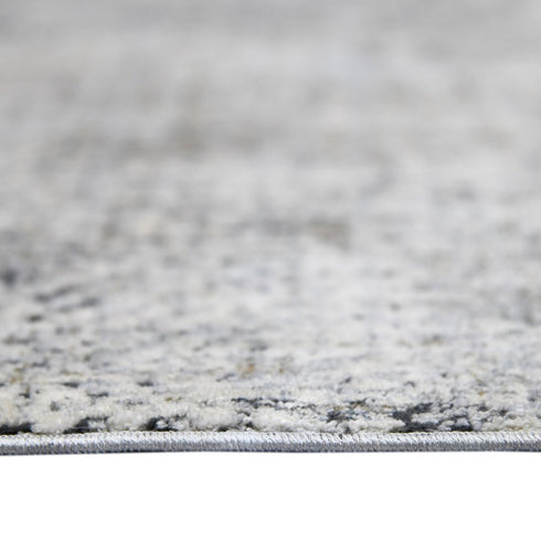 9' X 12' Ivory Black And Gray Abstract Area Rug