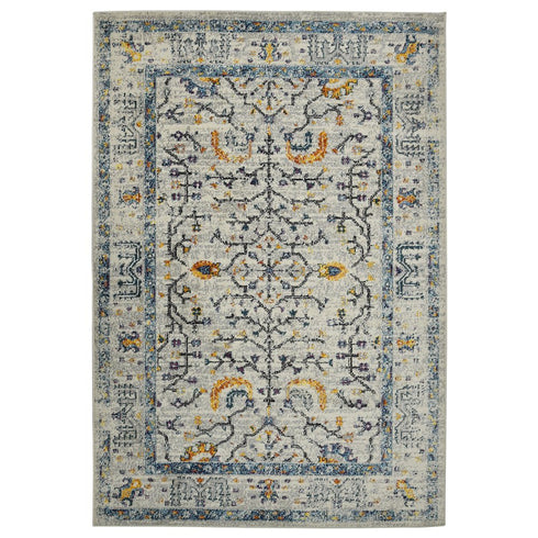 9' X 12' Ivory And Yellow Oriental Distressed Area Rug