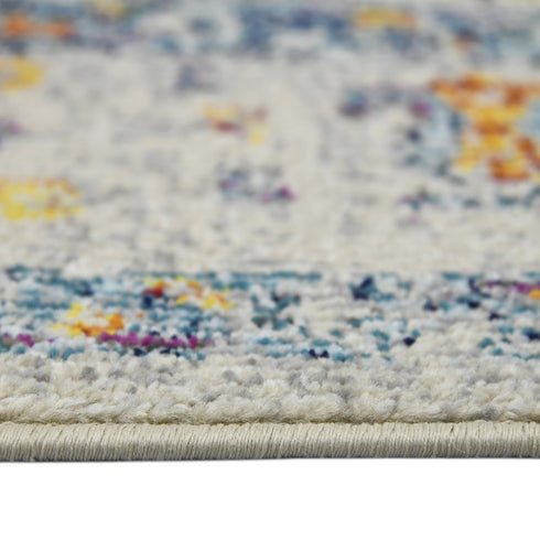 9' X 12' Ivory And Yellow Oriental Distressed Area Rug