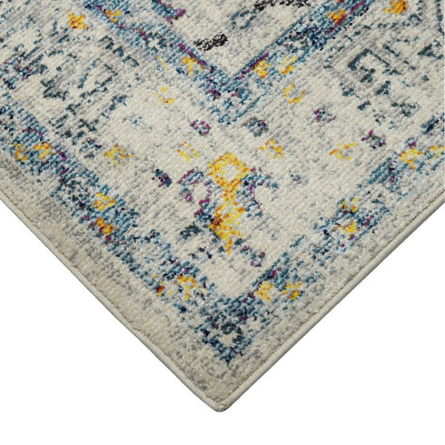 9' X 12' Ivory And Yellow Oriental Distressed Area Rug