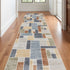 10' Blue And Green Geometric Washable Runner Rug