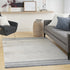8' Blue And Ivory Geometric Washable Runner Rug