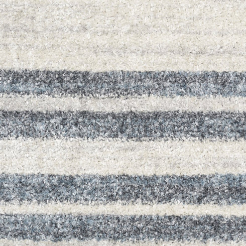 8' Blue And Ivory Geometric Washable Runner Rug