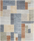 8' X 10' Blue Brown And Tan Geometric Washable Area Rug
