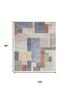 8' X 10' Blue Brown And Tan Geometric Washable Area Rug