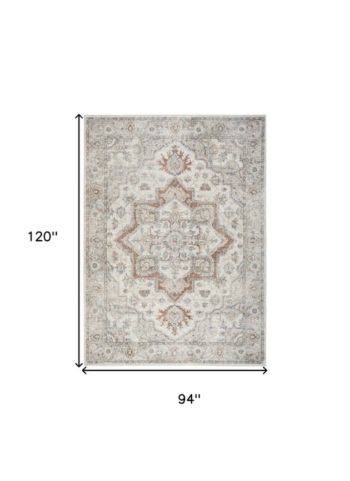 8' X 10' Gray and Ivory Moroccan Power Loom Washable Area Rug