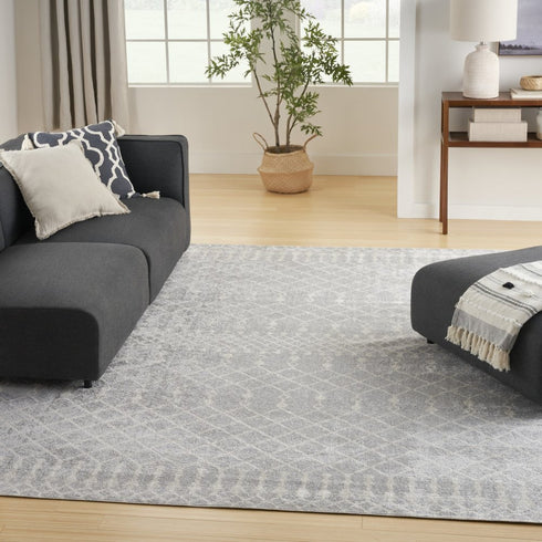 8' X 10' Gray and Ivory Moroccan Power Loom Washable Area Rug