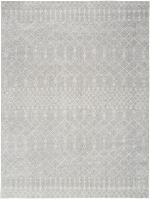 8' X 10' Gray and Ivory Moroccan Power Loom Washable Area Rug