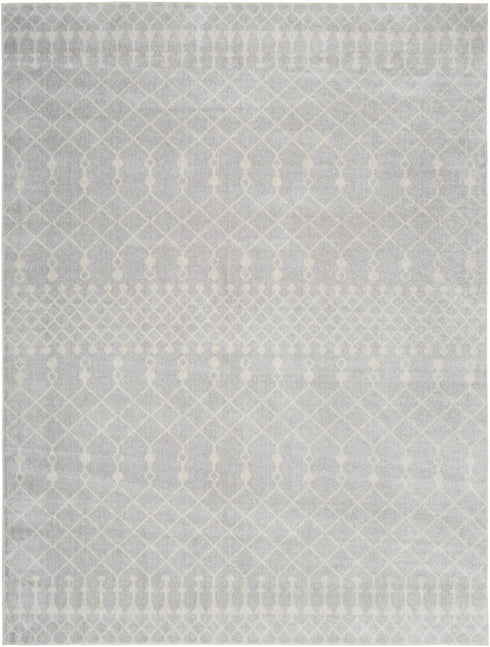 9' X 12' Gray And Ivory Moroccan Washable Area Rug