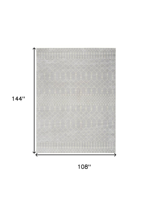 9' X 12' Gray And Ivory Moroccan Washable Area Rug