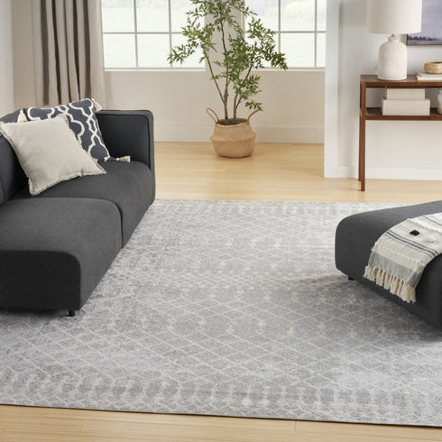 9' X 12' Gray And Ivory Moroccan Washable Area Rug