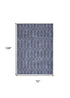 8' X 10' Blue and Ivory Geometric Power Loom Washable Area Rug