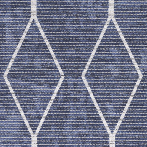 8' X 10' Blue and Ivory Geometric Power Loom Washable Area Rug