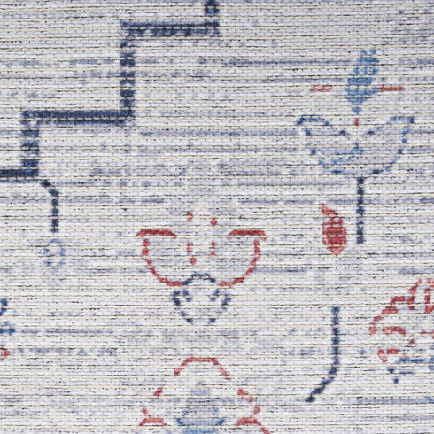 8' X 10' Ivory and Blue Oriental Power Loom Washable Area Rug